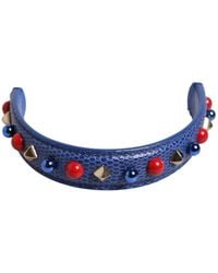 Dolce & Gabbana - Blue Embellished Leather Bag Handle Shoulder Strap - Lyst