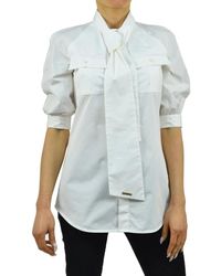 DSquared² - Camicia donna bianca cotone bottoni tasche - Lyst