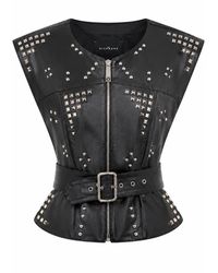 John Richmond - Tops ,Zwart ,Top Met Decoratieve Studs En Ceintuur Aan De Voorkant - Lyst