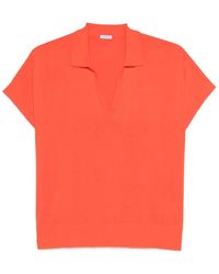 Aspesi - Tops ,Oranje ,Katoen Gebreide Poloshirt Met Contrasterende Kraag - Lyst