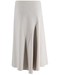 Brunello Cucinelli - Rokken ,Grijs ,Snow Midi Rok Elegante Stijl - Lyst
