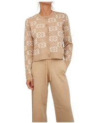 Pinko - Truien & Vesten ,Bruin ,Polyester Half Breed Cardigan - Lyst