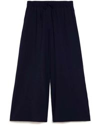 Max Mara - Broeken ,Blauw ,Wol Blauwe Wijde Pijp Broek Van Wol - Lyst