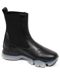 Borbonese - Schoenen ,Zwart ,Leer Leren En Stoffen Sneakerlaarzen - Lyst