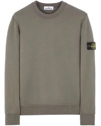 Stone Island - Rundhals-sweatshirt in moosgrün,sweatshirts - Lyst