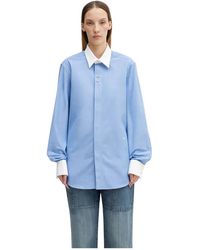 Wales Bonner - Overhemden ,Blauw ,Katoen Portrait Shirt - Lyst
