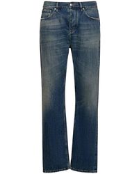 Burberry - Jeans in cotone con patch logo in pelle - Lyst