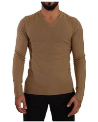 Ermanno Scervino - Lussuoso maglione in lana marrone con scollo a v - Lyst