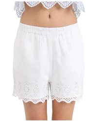 ONLY - Shorts bianchi con dettaglio in pizzo - Lyst