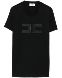 Elisabetta Franchi - Schwarzer Logo-Stickerei Rundhalsausschnitt Pullover - Lyst