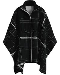 Desigual - Jassen ,Zwart ,Wol Geruite Poncho Met Rits - Lyst