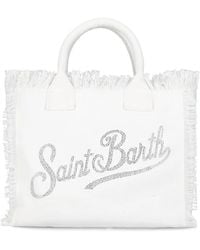 Mc2 Saint Barth - Weiße Baumwoll-Einkaufstasche Mit Fransen - Lyst