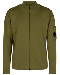 C.P. Company - Truien & Vesten ,Groen ,Katoen Cotton Sea Island Cardigan Met Rits En Lens - Lyst
