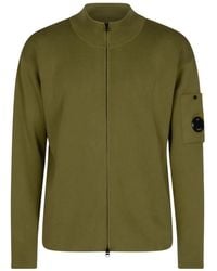 C.P. Company - Truien & Vesten ,Groen ,Katoen Cotton Sea Island Cardigan Met Rits En Lens - Lyst