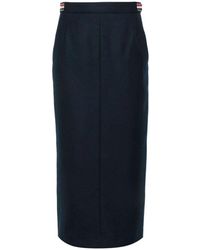 Thom Browne - Blaue bleistiftrock mit tricolor-details - Lyst