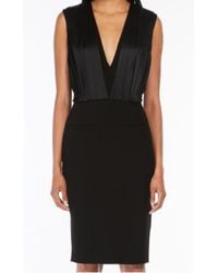 Max Mara - Schwarzes Midi-Kleid Mit V-Ausschnitt - Lyst