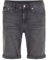 Calvin Klein - Korte Broeken ,Grijs ,Katoen Slim Fit Bermuda Shorts Voor Mannen - Lyst