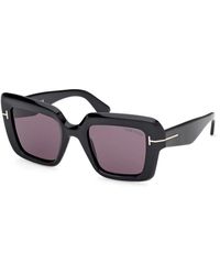 Tom Ford - Schwarze acetat sonnenbrille - quadratisch glänzend schwarz - Lyst