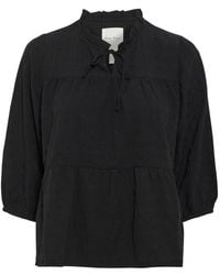 Part Two - Schwarze Bluse Mit 3/4-Ärmeln Und V-Ausschnitt - Lyst