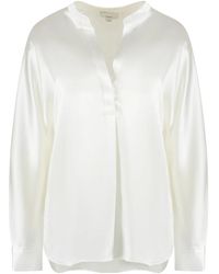 Vince - Zijden Satijnen Blouse Met Bandkraag - Lyst