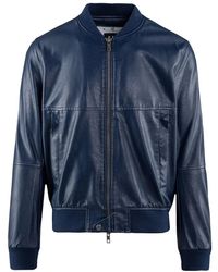 Bomboogie - Jassen ,Blauw ,Katoen Blauwe Eco Leren Bomberjack - Lyst