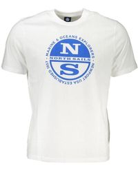 North Sails - Tops ,Wit ,Katoen Katoenen Logo Print T-Shirt Met Korte Mouwen - Lyst