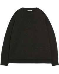 Aspesi - Truien & Vesten ,Grijs ,Wol Ronde Hals Merino Wollen Trui - Lyst