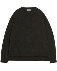 Aspesi - Truien & Vesten ,Grijs ,Wol Ronde Hals Merino Wollen Trui - Lyst