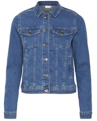 Kaffe - Jassen ,Blauw ,Katoen Spijkerjasje Met Borstzakken - Lyst