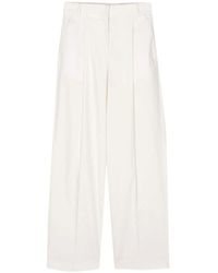 Officine Generale - Pantalones blancos de algodón con pliegues - Lyst