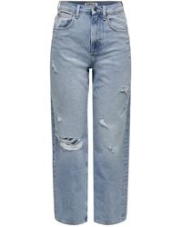 ONLY - Denim High Waist Straight Leg Jeans - Lyst