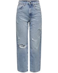 ONLY - Denim High Waist Straight Leg Jeans - Lyst