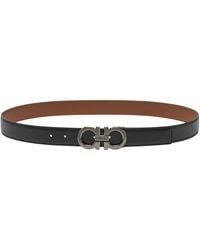 Ferragamo - Leder Gürtel Mit Silberner Schnalle - Lyst