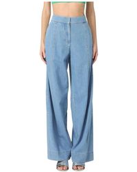 SIMONA CORSELLINI - Hellblaue Wide Leg Denim Jeans - Lyst