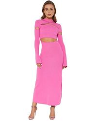 Mach & Mach - Rosa midi kleid mit cut out - Lyst