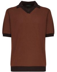 Zanone - Braune Baumwoll-T-Shirts Und Polos - Lyst