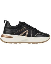 Alexander Smith - Liverpool Damen Schwarze Ledersneaker Mit Glitzer-Seitenlogo - Lyst