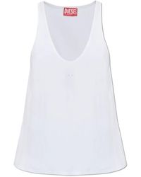 DIESEL - Tops ,Wit ,Katoen Geribbelde Top T-Ipsya-Lkds - Lyst