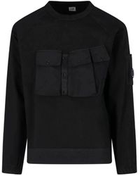C.P. Company - Schwerer jersey-mix-sweatshirt mit verstellbarem saum und technischen brusttaschen - Lyst