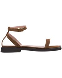 ESTRO - Schoenen ,Bruin ,Leer Velour Flat Sandalen - Lyst