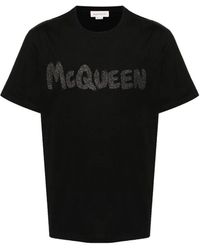 McQueen - T-Shirt Mit Logo-Print - Lyst