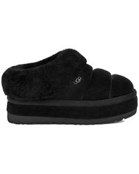 UGG - Zwarte Suède Sandalen Met Schapenvacht Kraag - Lyst