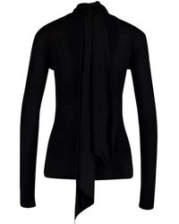 Ferragamo - Zijde-Blend V-Rug Turtleneck Top - Lyst