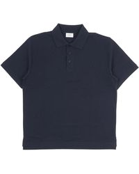 Saint Laurent - Tops ,Blauw ,Katoen Blauw Poloshirt Met Cassandre-Borduursel - Lyst