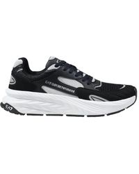 EA7 - Schoenen ,Zwart ,Polyester Sportieve Sneakers Met Vetersluiting - Lyst