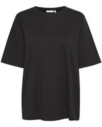 Inwear - Tops ,Zwart ,Katoen Zwarte Boxy Top Met Halve Mouwen - Lyst