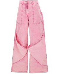 The Attico - Roze Wijde Pijp Broek - Lyst