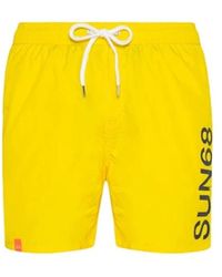 Sun 68 - Badmode ,Geel ,Polyester Logo Front Zwembroek - Lyst