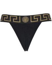 Versace - Ondergoed ,Zwart ,Katoen Greca Border High-Waist Briefs - Lyst