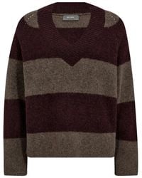 Mos Mosh - Gestreifter V-Ausschnitt Strickpullover - Lyst